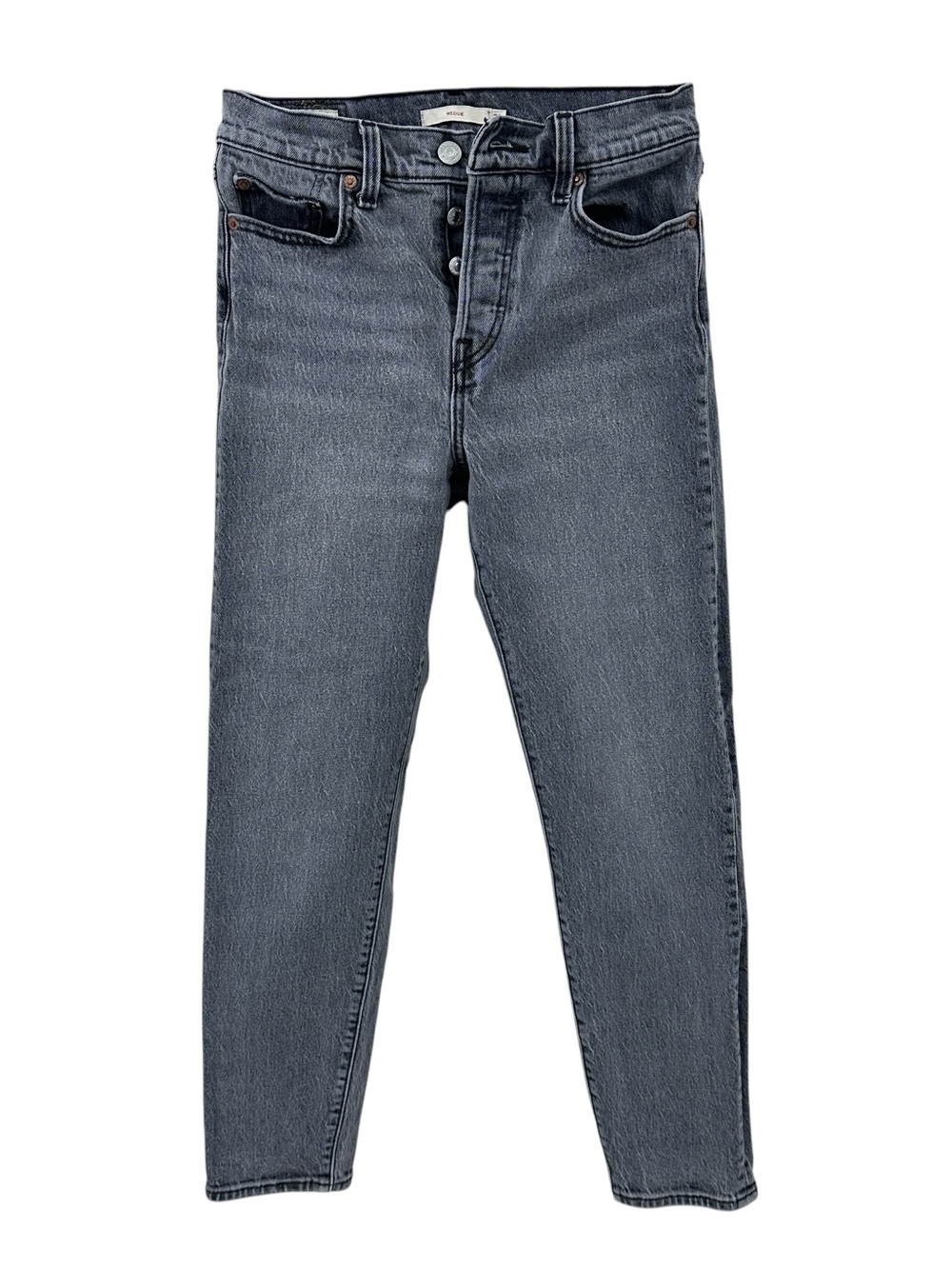 LEVIS Jeans Wedgie Straight Denim High Rise Button Gray